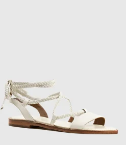 Sion Sandal With Woven Ankle Tie In White