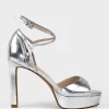 Sirio110 Ankle Wrap Platform Sandal In Silver