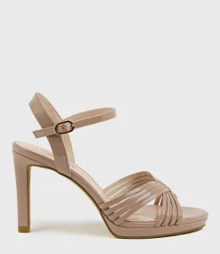 Sona90 Cross Strap Platform Sandal In Nude Patent