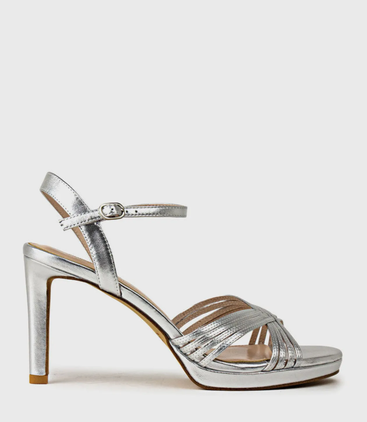 Sona90 Cross Strap Platform Sandal In Silver