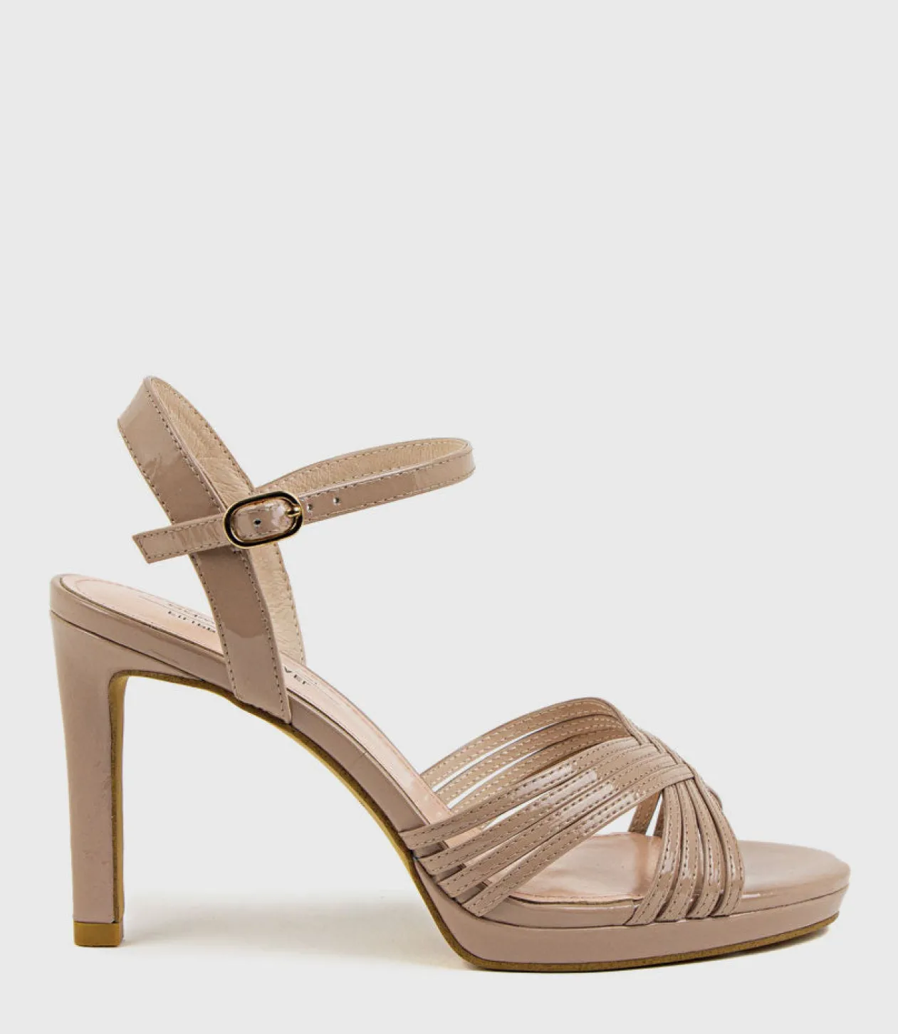 Sona90 Cross Strap Platform Sandal In Nude Patent