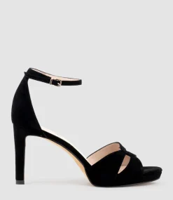 Spencer90 Interlocked Detail Platform Sandal In Black Suede