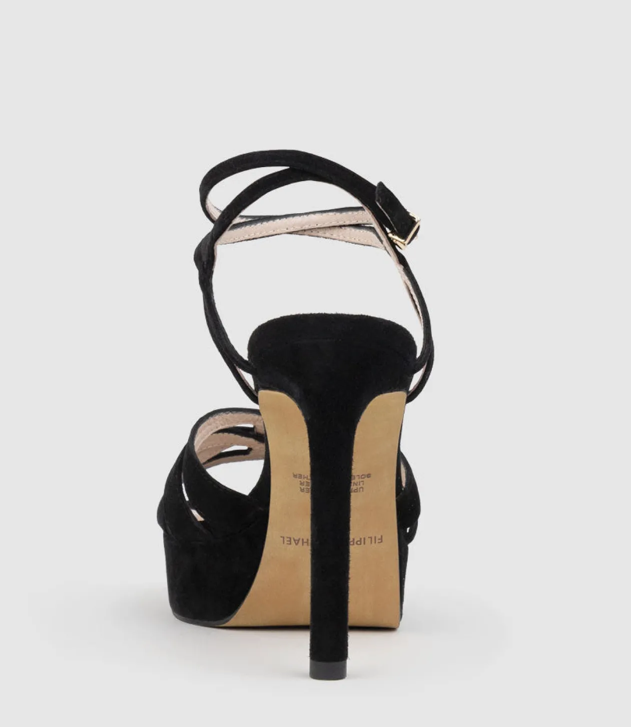 Syren110 Ankle Wrap Platform Sandal In Black Suede