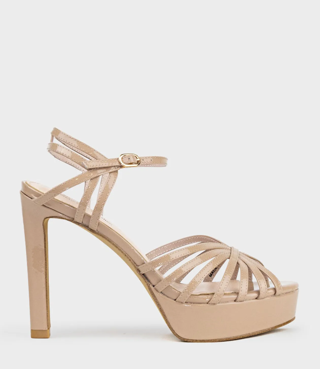 Syria110 Multistrap Platform Sandal In Nude Patent