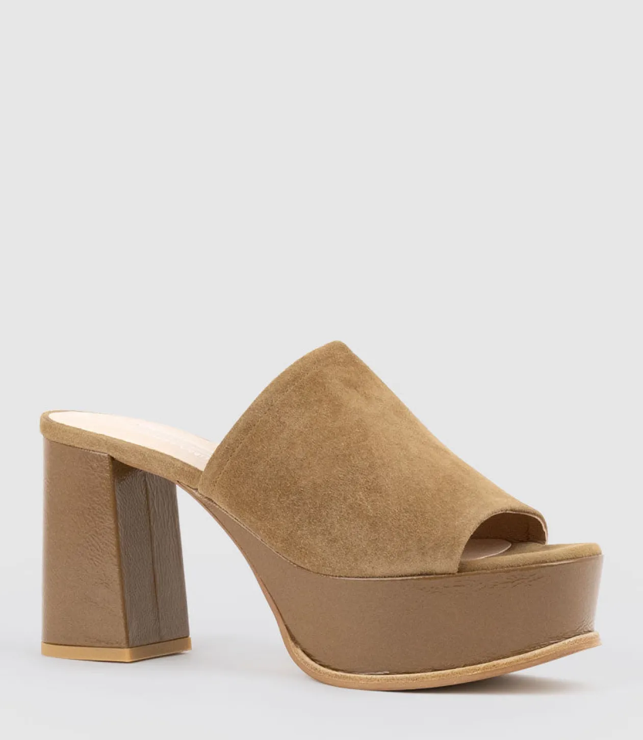 Talin90 Platform Combo Slide In Tan Suede