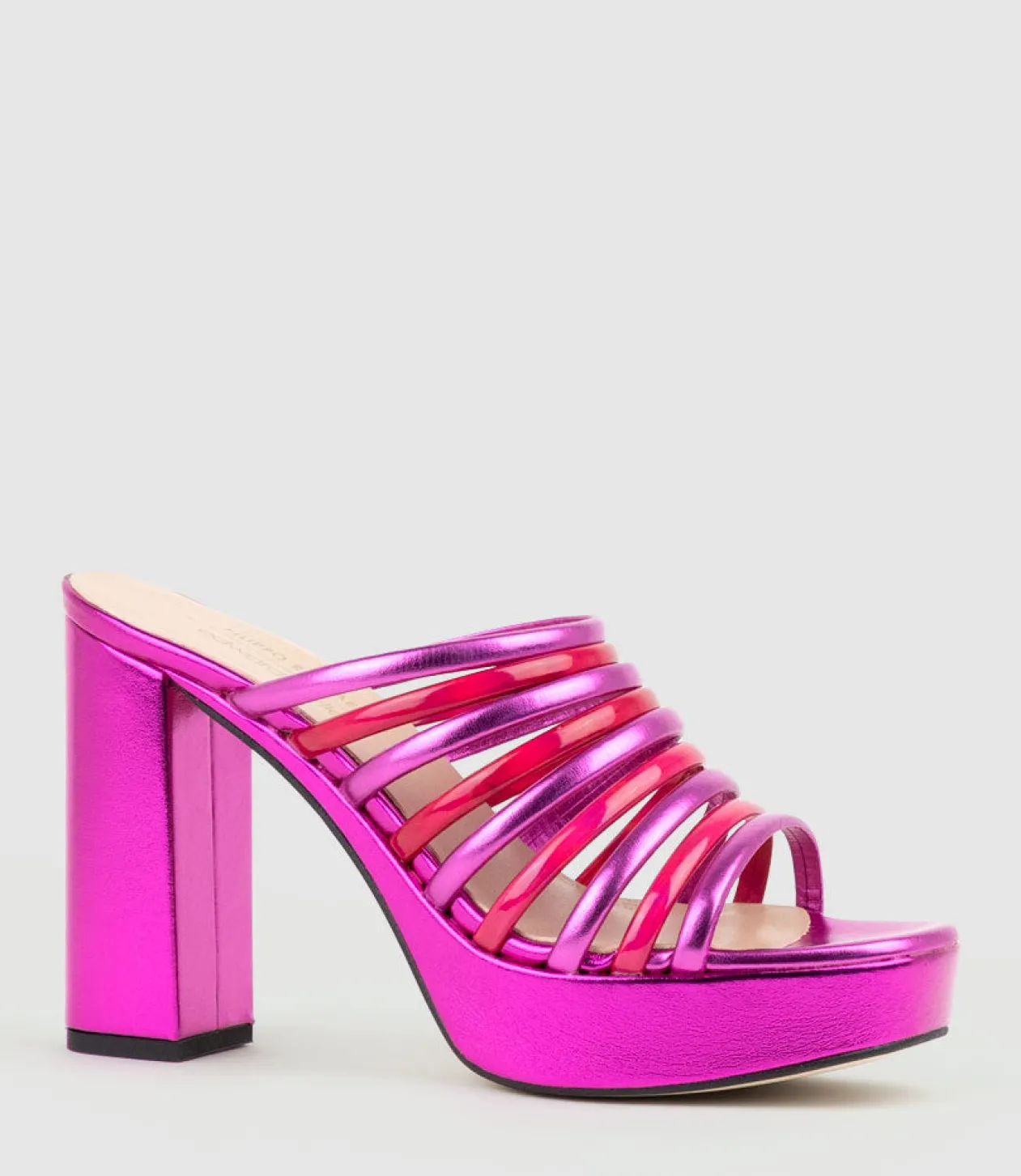 Testra115 Strappy Platform Slide In Fuchsia