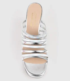 Testra115 Strappy Platform Slide In Silver