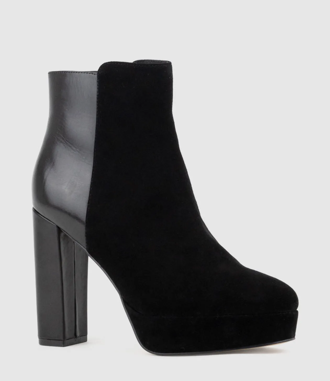 Ulias110 Half N Half Platform Boot In Black Calf