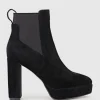Ursa110 Block Heel Platform Boot In Black Suede