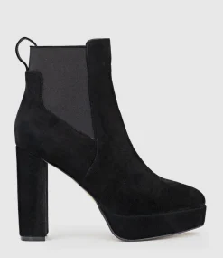 Ursa110 Block Heel Platform Boot In Black Suede