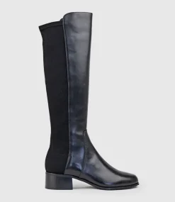 Vara40 Half And Half Knee High Boot In Black