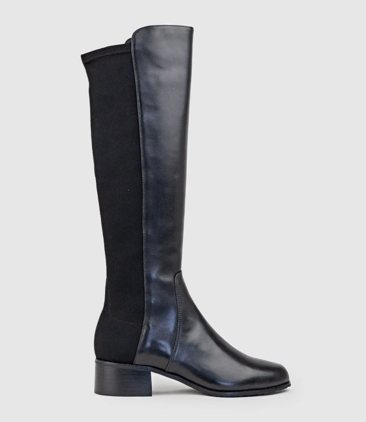 Vara40 Half And Half Knee High Boot In Black