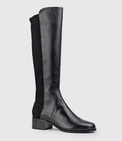 Vara40 Half And Half Knee High Boot In Black