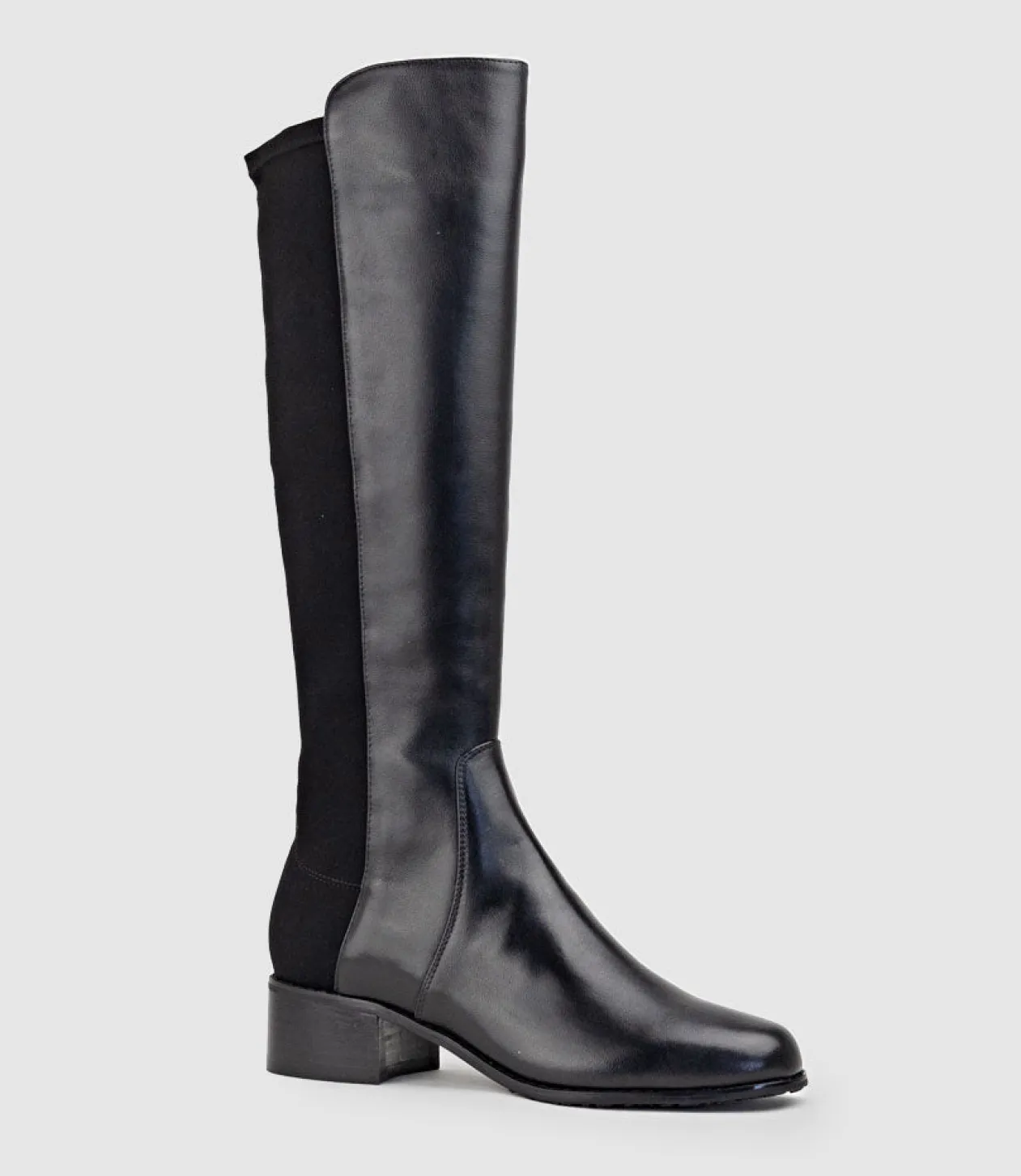 Vara40 Half And Half Knee High Boot In Black