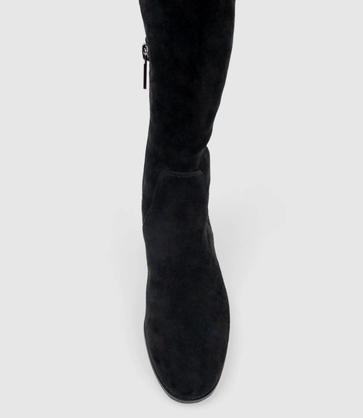 Vara40 Half And Half Knee High Boot In Black Suede