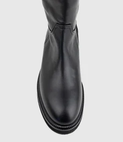 Vasile Knee High Boot With Gusset In Black