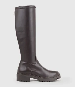 Vaught Stretch Knee High Boot In Brown