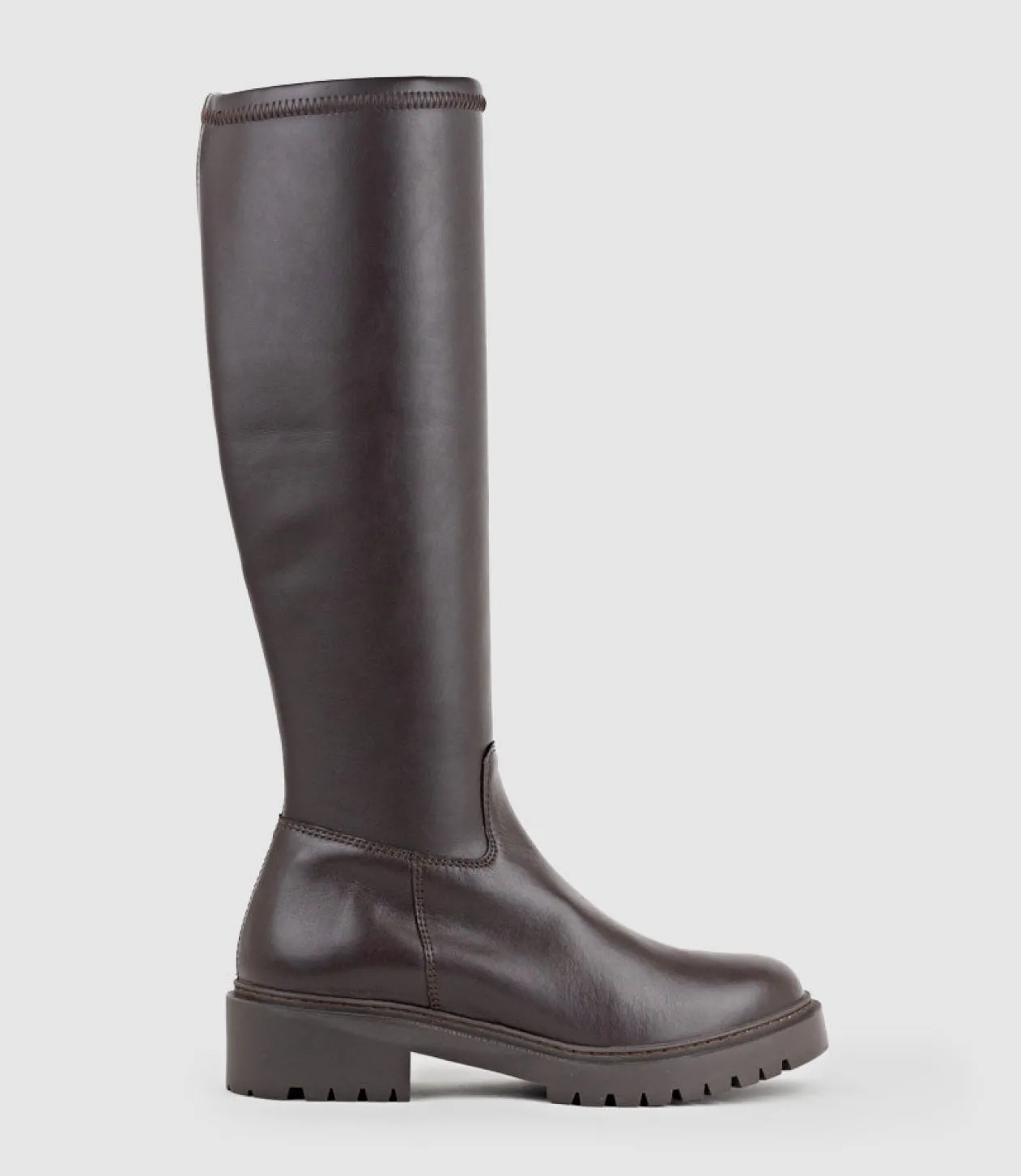 Vaught Stretch Knee High Boot In Brown
