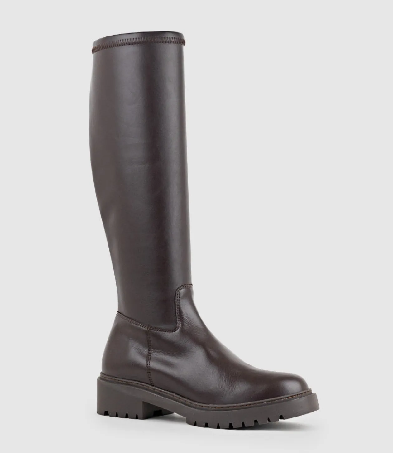 Vaught Stretch Knee High Boot In Brown