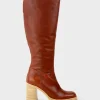 Veil Block Heel Knee High Boot In Rust