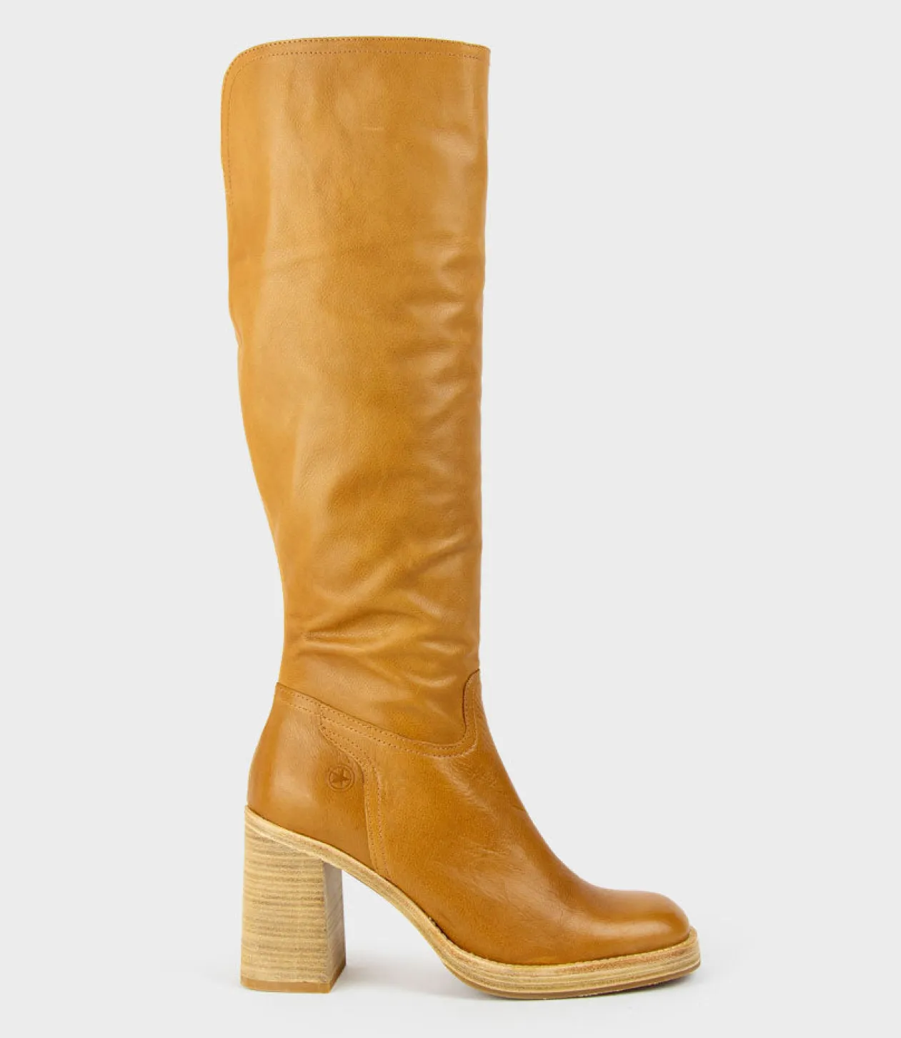 Veil Block Heel Knee High Boot In Camel