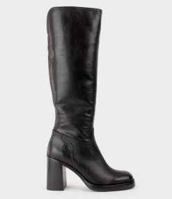 Veil Block Heel Knee High Boot In Black