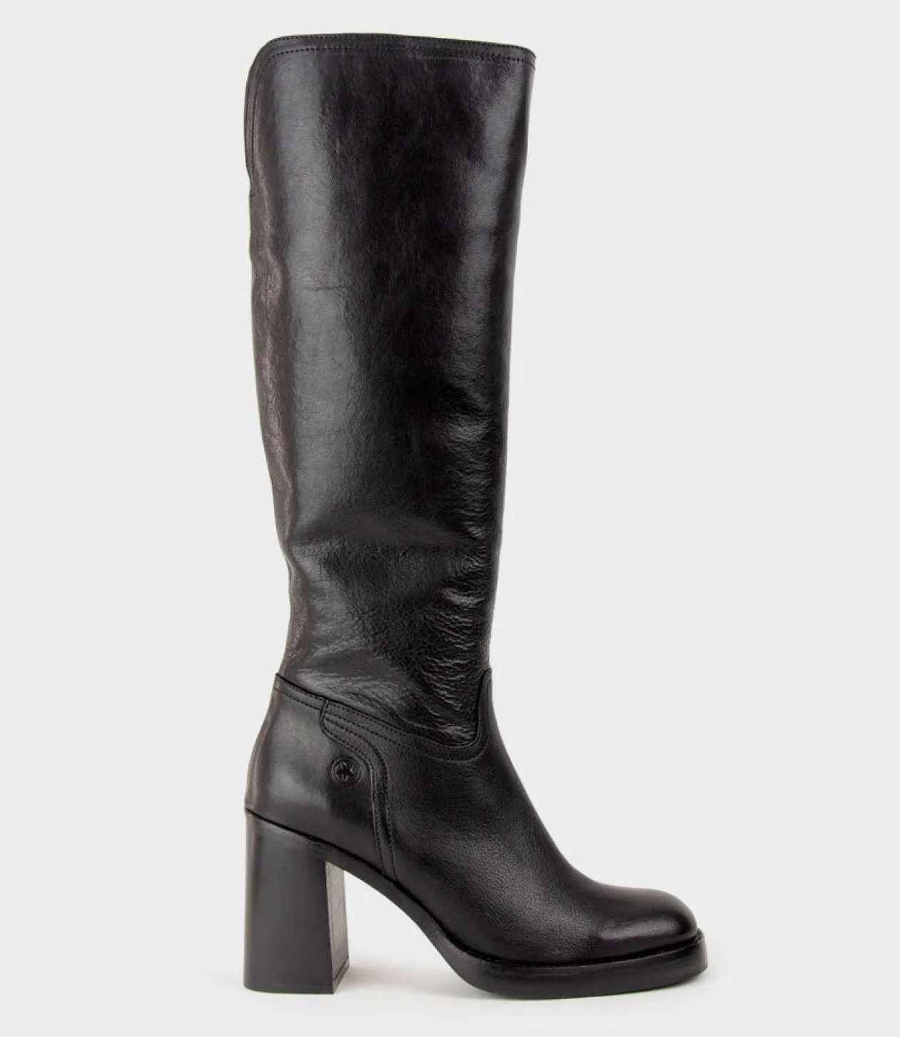 Veil Block Heel Knee High Boot In Black
