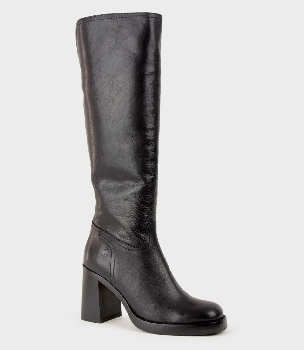 Veil Block Heel Knee High Boot In Black