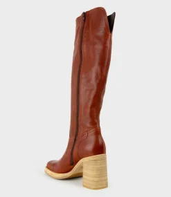 Veil Block Heel Knee High Boot In Rust
