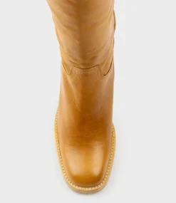 Veil Block Heel Knee High Boot In Camel