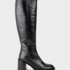 Vent Block Heel Knee High Boot In Black