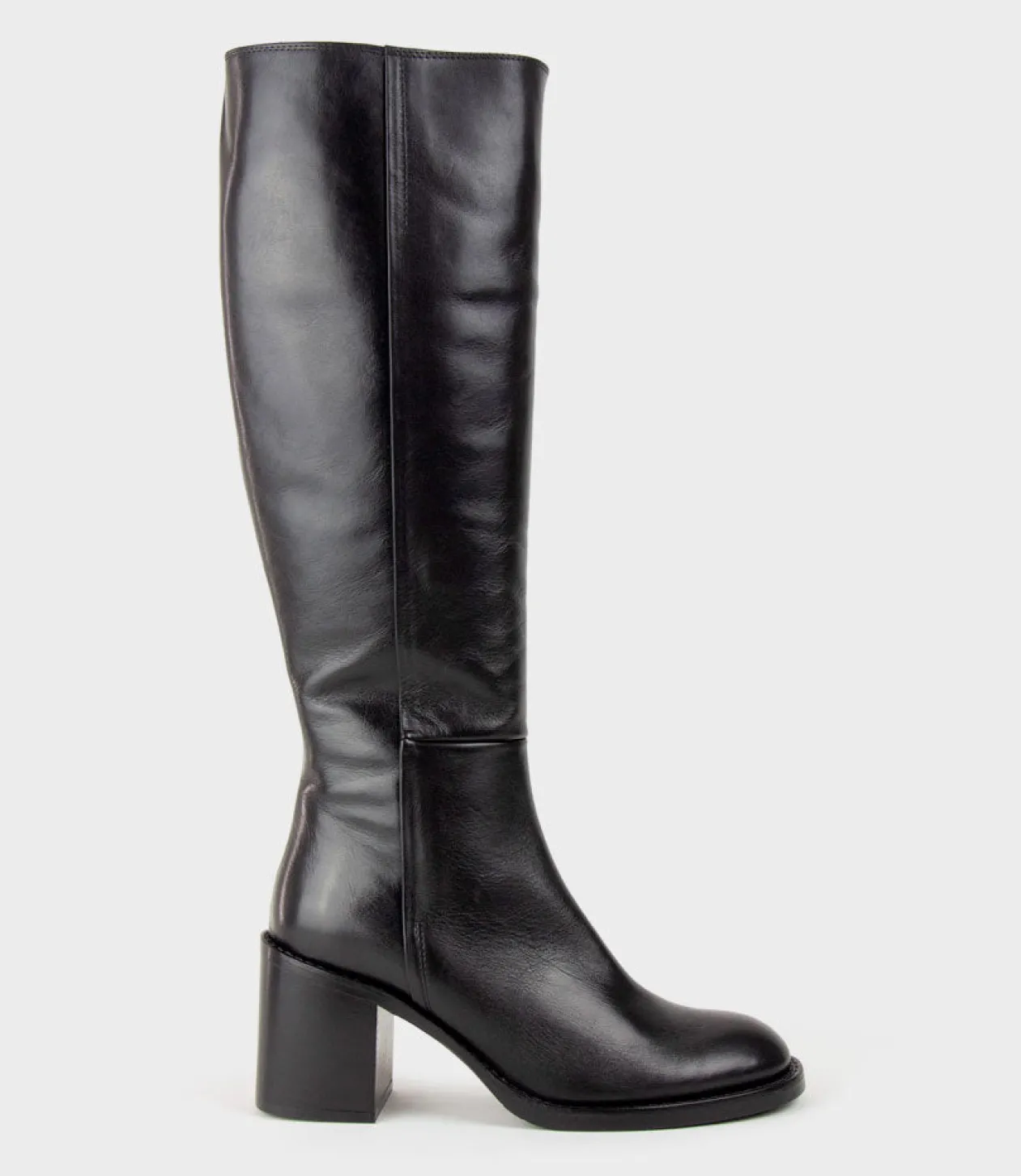Vent Block Heel Knee High Boot In Black