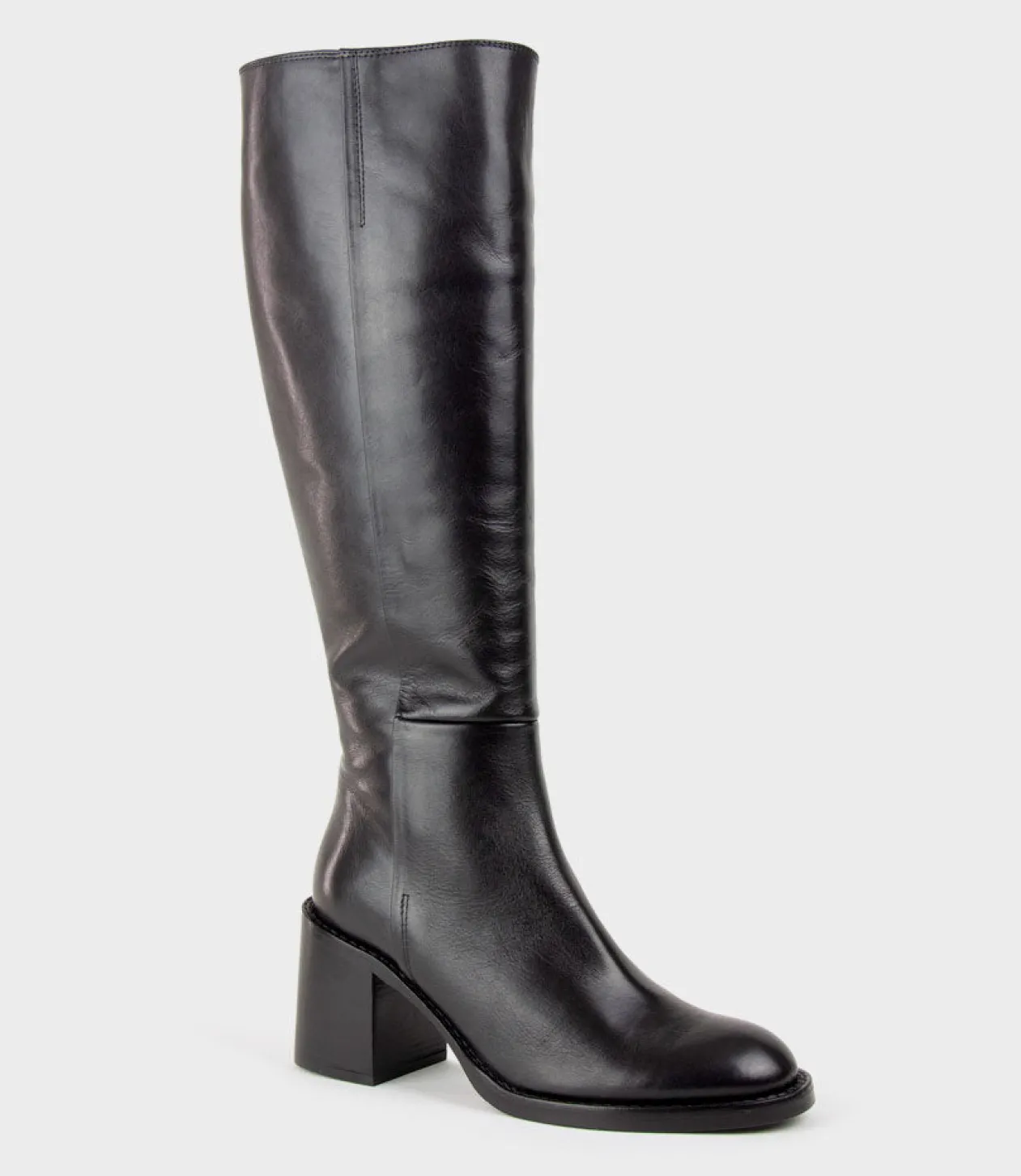 Vent Block Heel Knee High Boot In Black