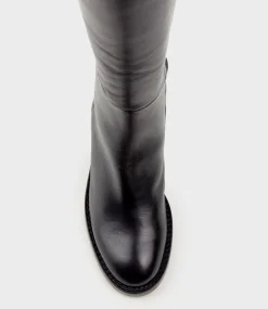 Vent Block Heel Knee High Boot In Black