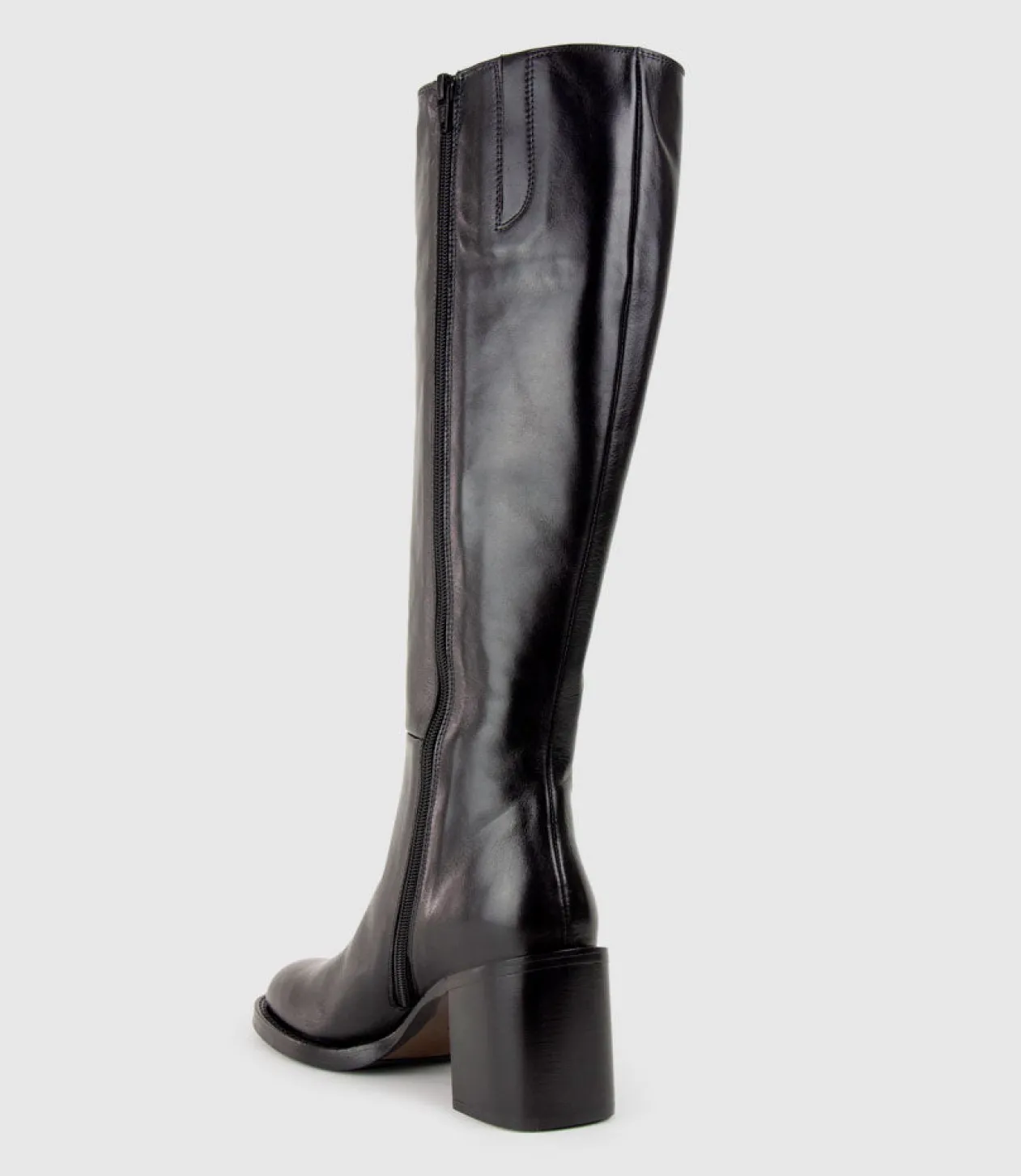 Vent Block Heel Knee High Boot In Black