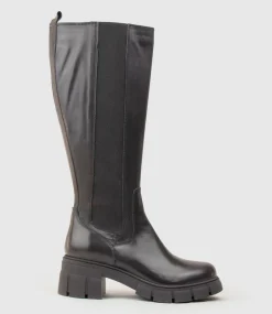 Verge Knee High Boot With Gusset In Black