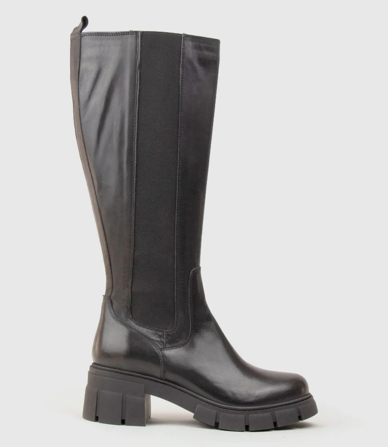 Verge Knee High Boot With Gusset In Black