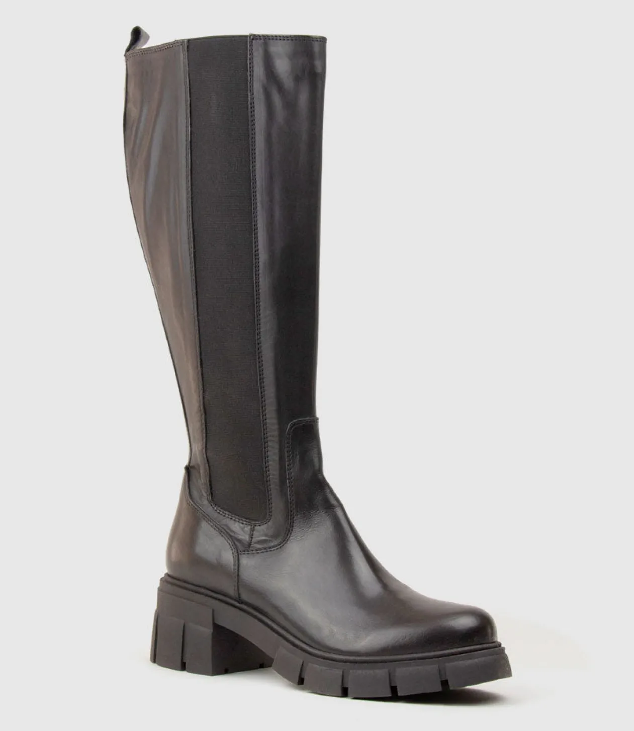 Verge Knee High Boot With Gusset In Black