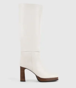 Verita95 Platform Knee High Boot In Offwhite