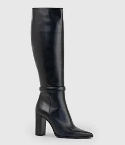Verity95 Pointed Knee High Boot In Black