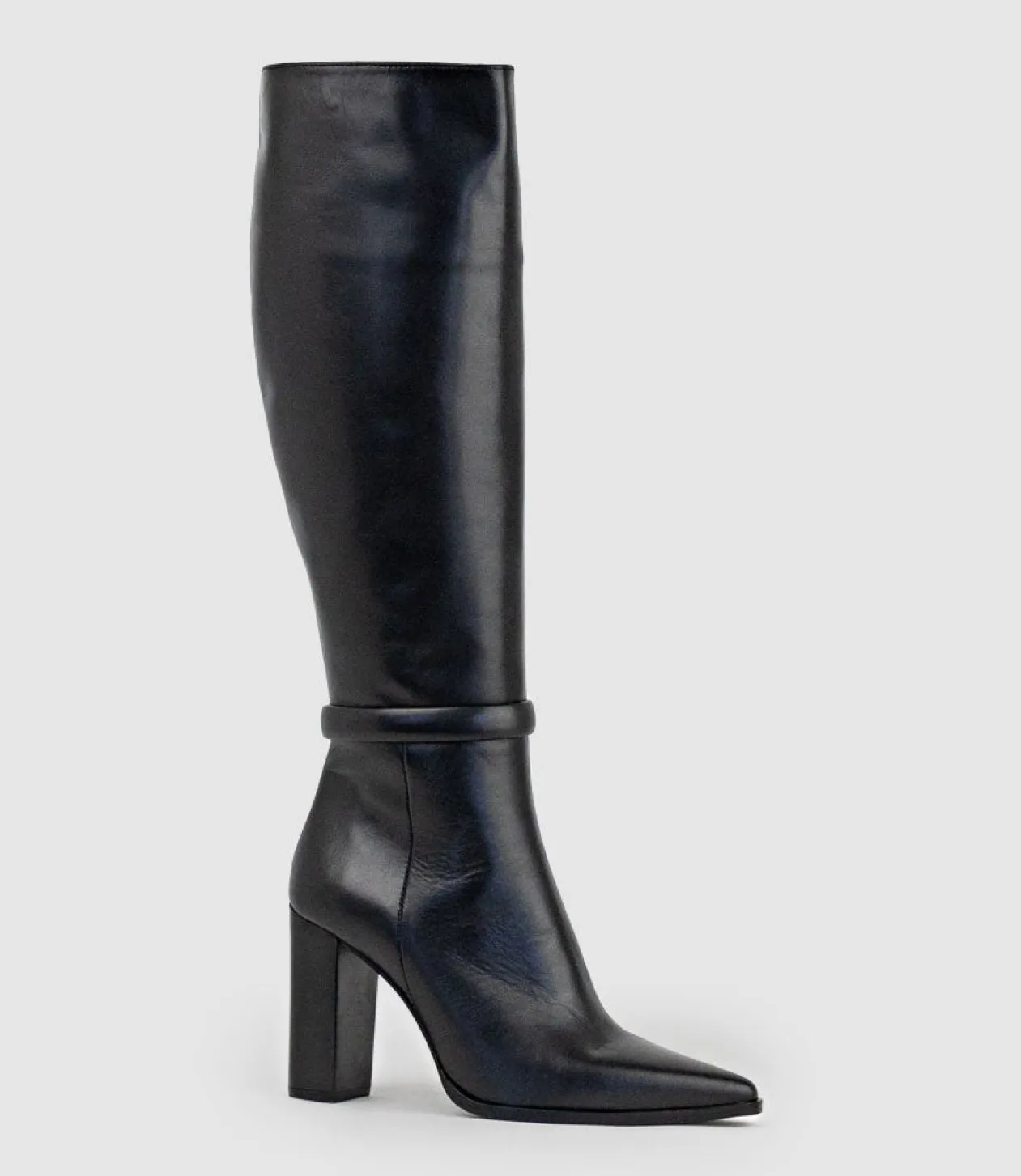 Verity95 Pointed Knee High Boot In Black