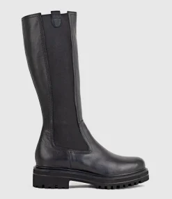 Verne Knee High Boot With Gusset In Black