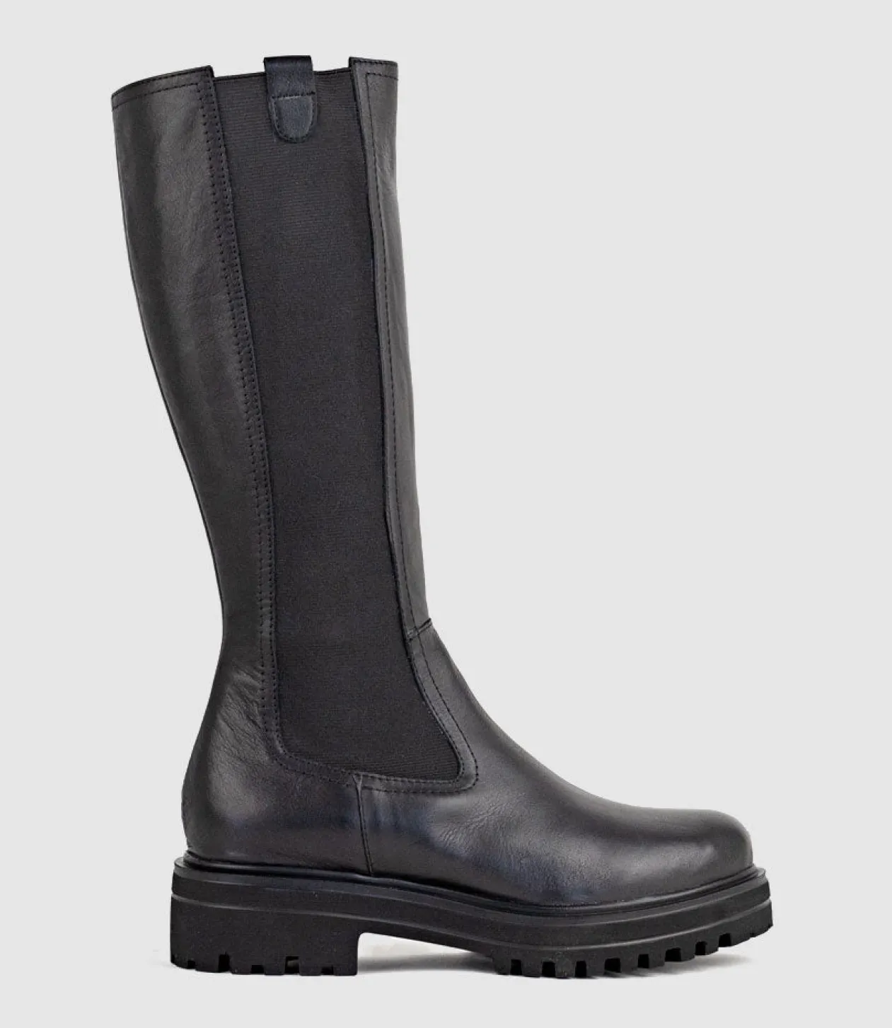 Verne Knee High Boot With Gusset In Black