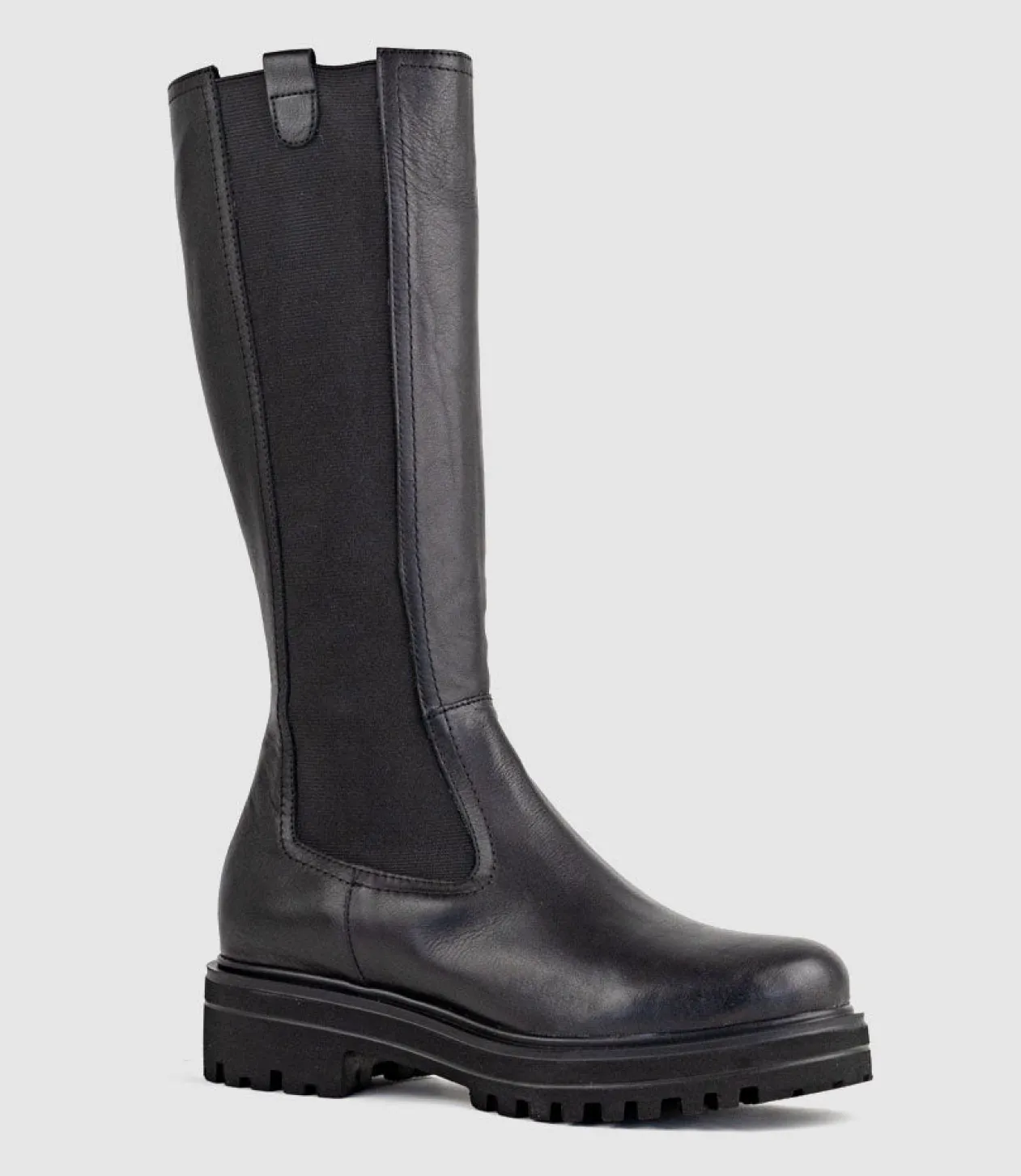 Verne Knee High Boot With Gusset In Black