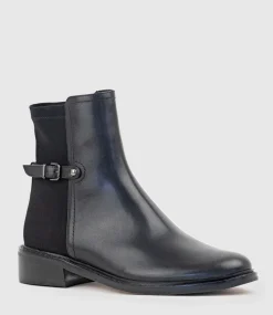 Warner30 Half And Half Ankle Boot In Black Waxy Calf