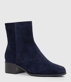 Weston40 Ankle Boot With Zip In Navy Suede
