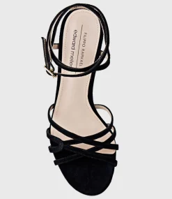 Whimsy100 Multi Strap Sandal In Black Suede