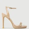 Whisper110 Single Strap Platform Sandal In Nude Patent