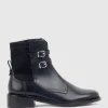 Willis30 Two Buckle Ankle Boot In Black Waxy Calf