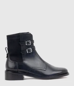 Willis30 Two Buckle Ankle Boot In Black Waxy Calf